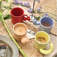 nordic style 200ml ceramic cup creative fruit handle cup cute mug home milk coffee mug small capacity water cup birthday present