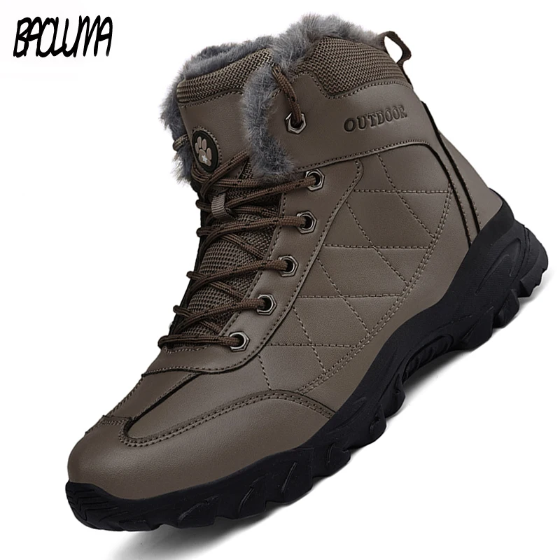 Мужская обувь зимние мужские ботинки меховые теплые Классическая Брендовая для