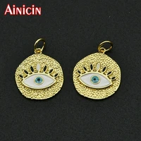 high quality blue white eyes charms round shape pendants for necklace bracelet making findings 20pcslot