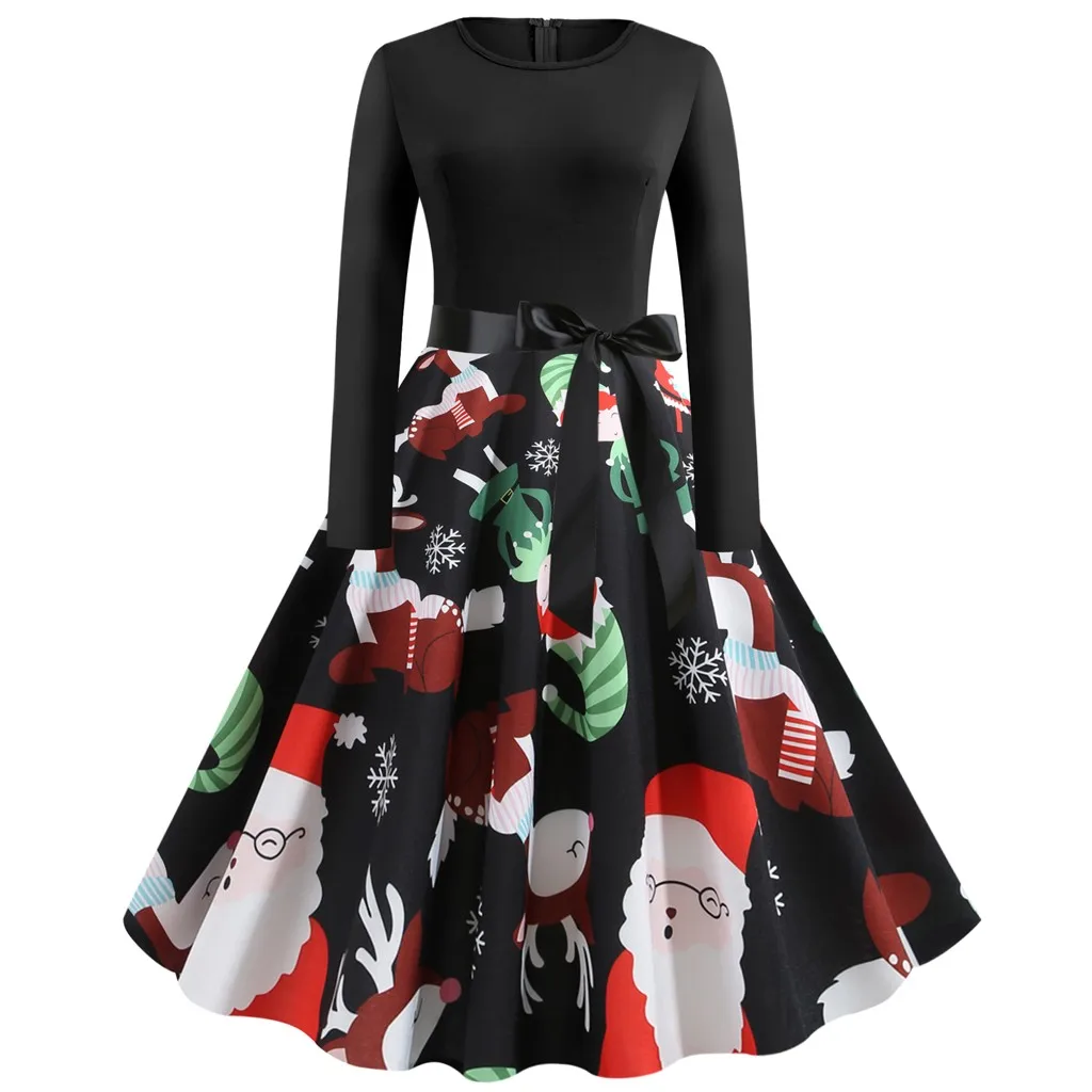 Женские рождественские платья с длинными рукавами рождественское платье