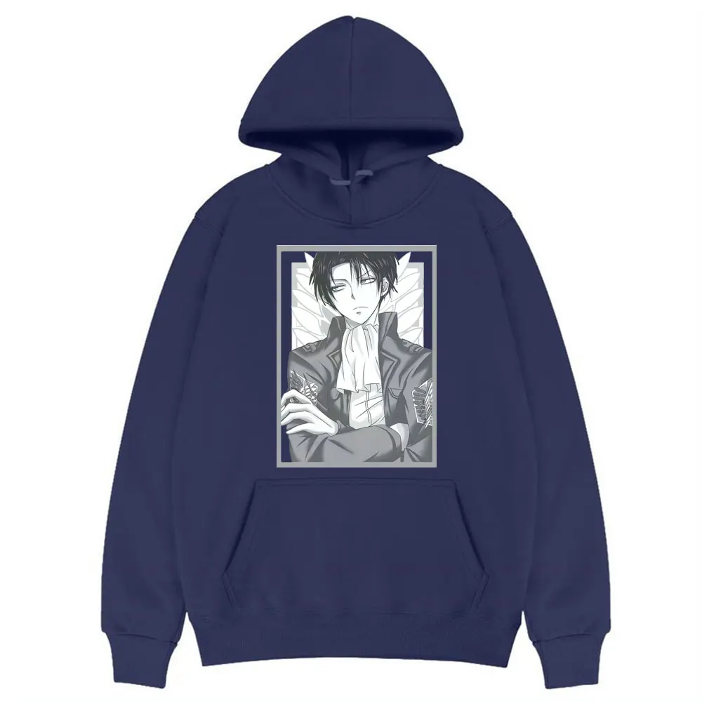 

2021 Anime Levi Ackerman Pattern Print Sportswear Hoodies Attack on Titan Hooded Tops Women Male Four Season Casual Style Hoodie