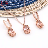 sjmade fashion oval egg shape cubic zirconia dangle earrings jewelry sets 585 rose gold white gold for women wedding jewelry