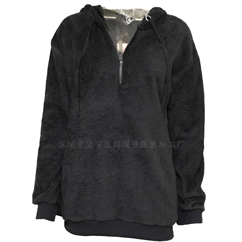 

Popular European and American autumn and winter new long-sleeved hooded pullover plush r jacket