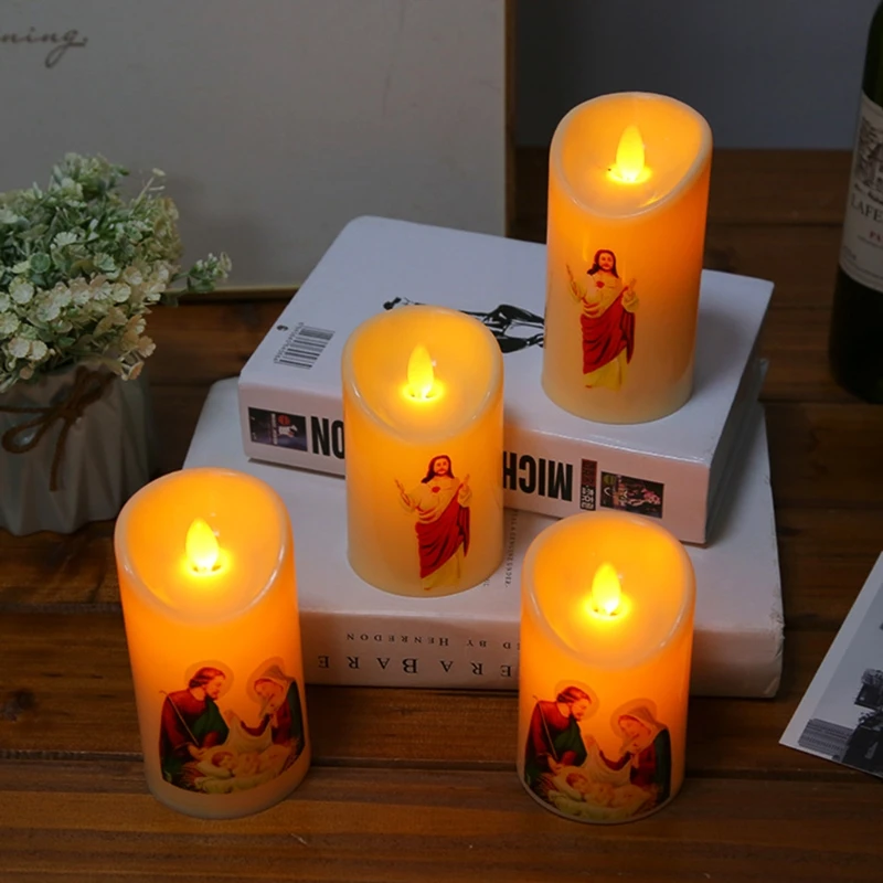 

Jesus Christ Candles Lamp LED Tealight Romantic Pillar Light Creative Flameless
