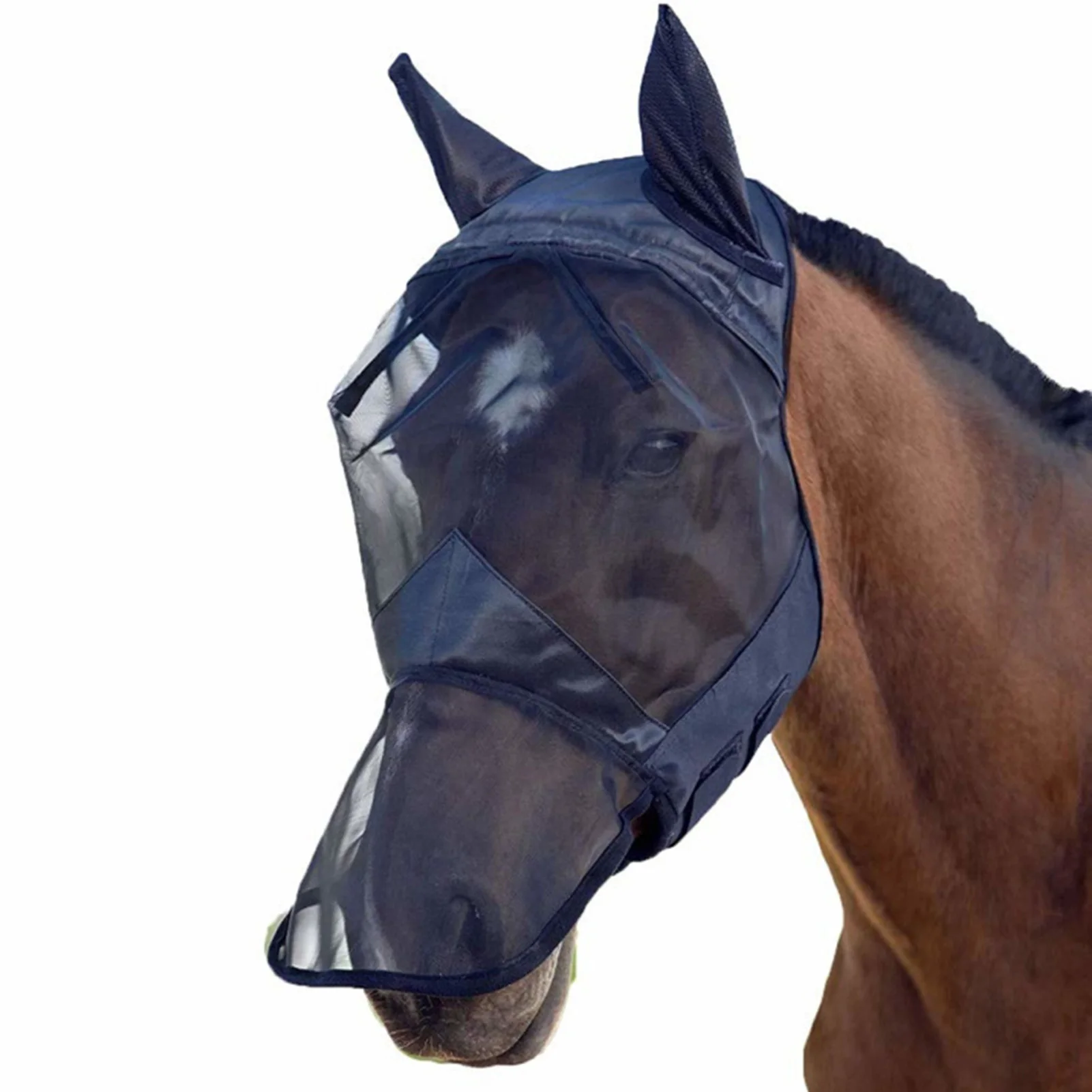 

Horse Mask Nasal Cover Breathable Meshed Horse Bug Prevention Net Eye Protection Horse Protector Farm Accessories