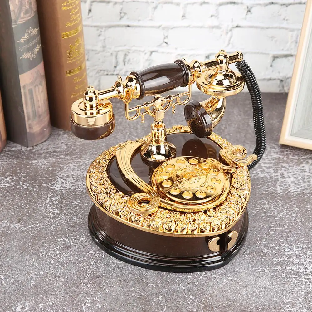 Retro European Style Phone Shaped Musical Box Creative Presents Jewelry Storage Organizer Case Home Decorative Ornaments | Дом и сад