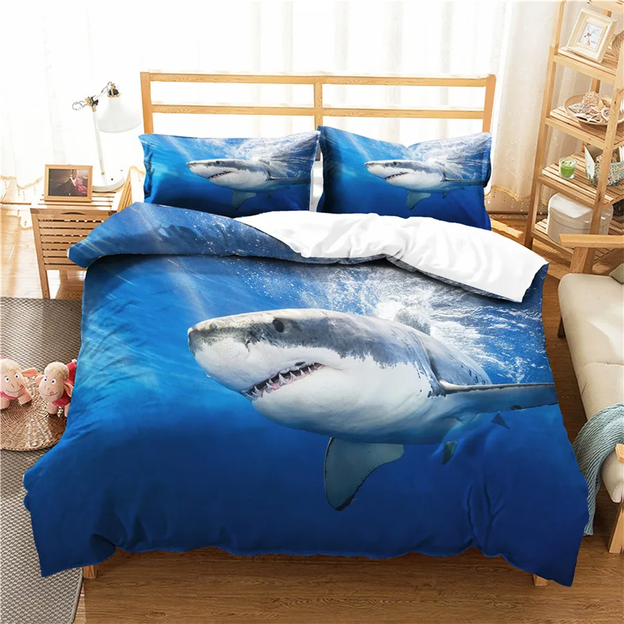 Комплект постельного белья с пододеяльником и наволочкой 3D-принтом морской