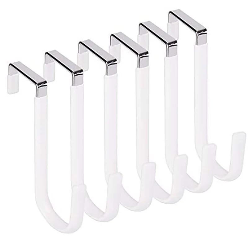 

6 Pcs Over Door Hooks Hanging Clothes for Door Hanger Soft Rubber Hook Surface Prevent Scratches Bathroom Living Room Decoration
