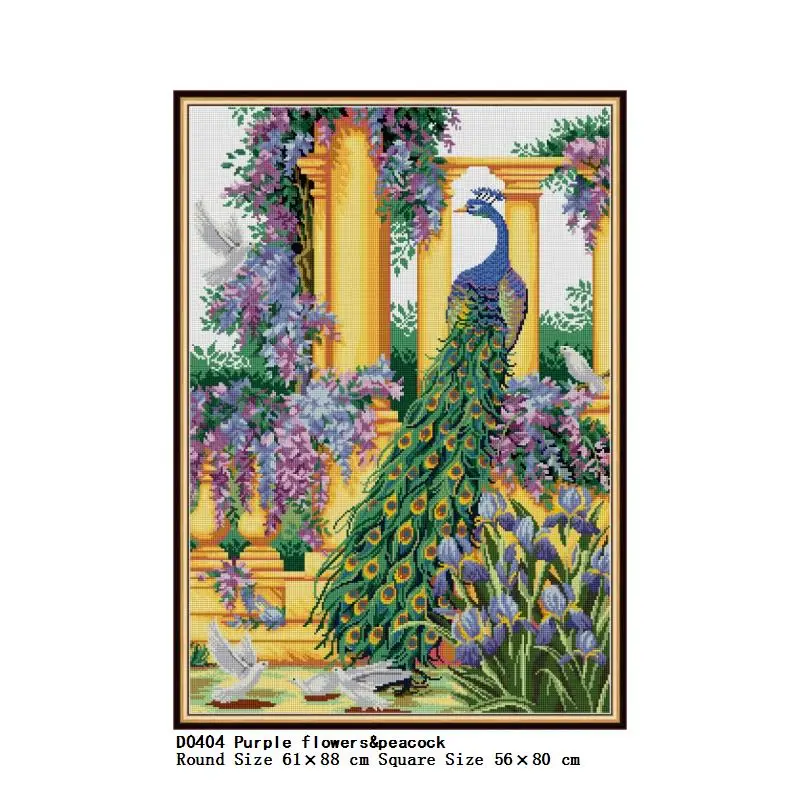 Diy 5d diamond painting Purple flowers peacock animal round mosaic home decoration embroidery pattern handmade | Дом и сад