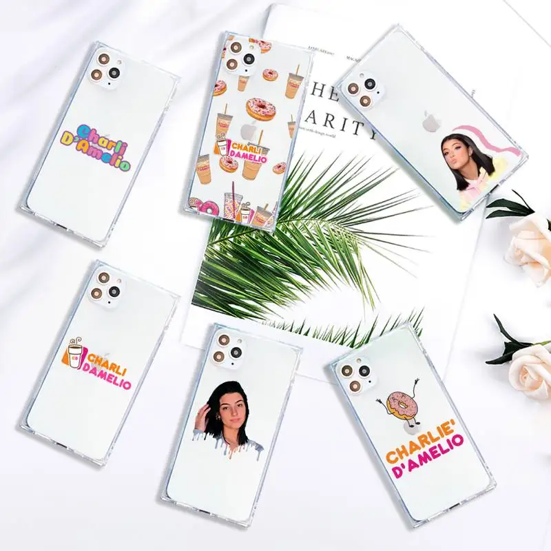 

charli damelio famous star Phone Case Transparent for iPhone 7 8 11 12 se 2020 mini pro X XS XR MAX Plus
