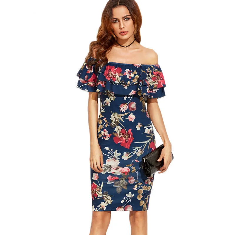 

Summer 2021 European and American women's new style digital printing sexy one-shoulder slim fit hip dress
