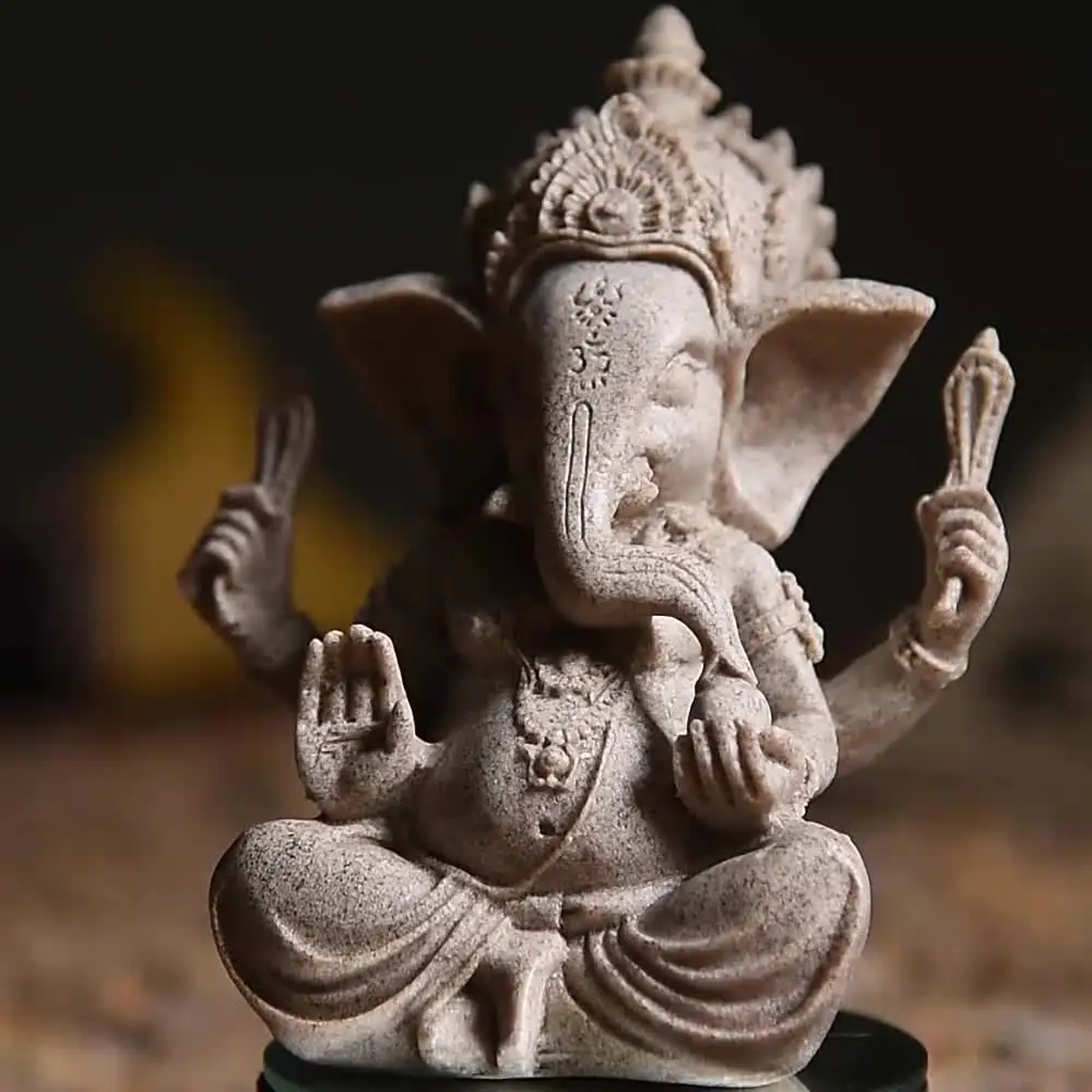 

Hindu Elephant Lord Statue Feng Shui Ganesha Resin Religious Decoration Hand Carved Hindu Figurine Home Room Decor Accessories