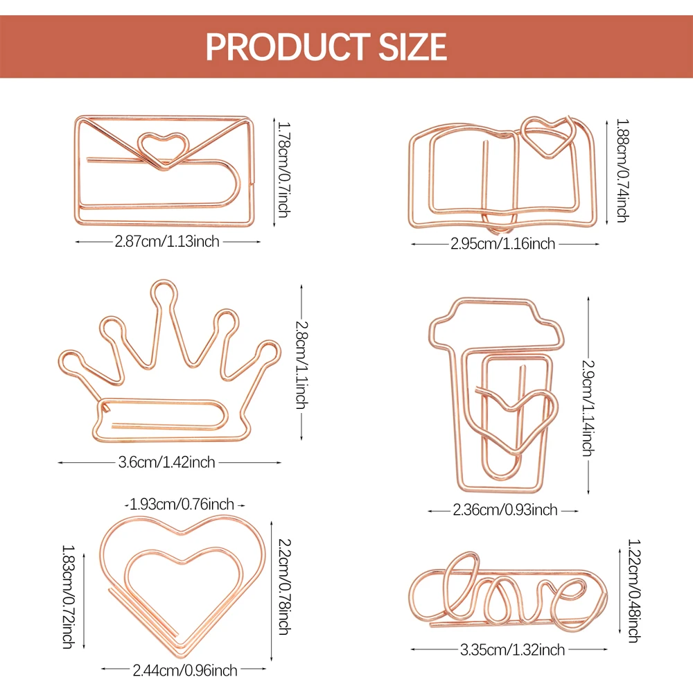 60 шт. зажимы для бумаги в виде сердца | Канцтовары офиса и дома