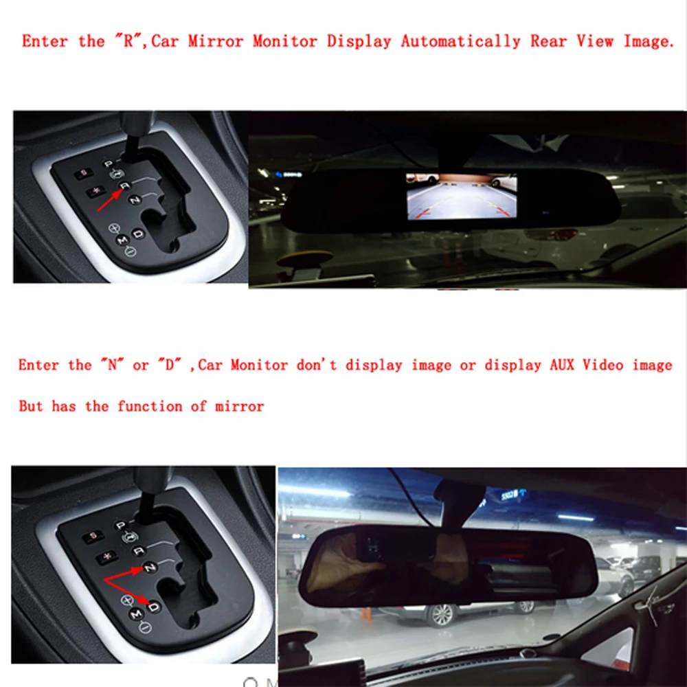 Podofo 4 3 "TFT lcd Автомобильный парковочный зеркальный монитор заднего вида 2 видео