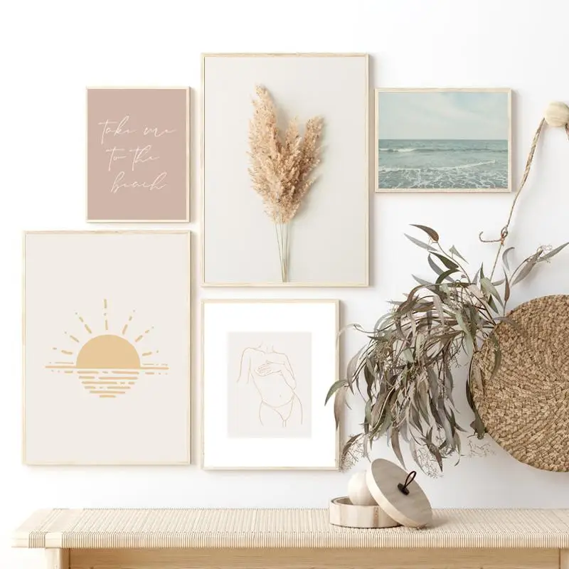 Настенный постер в скандинавском стиле с изображением морского пляжа Женская