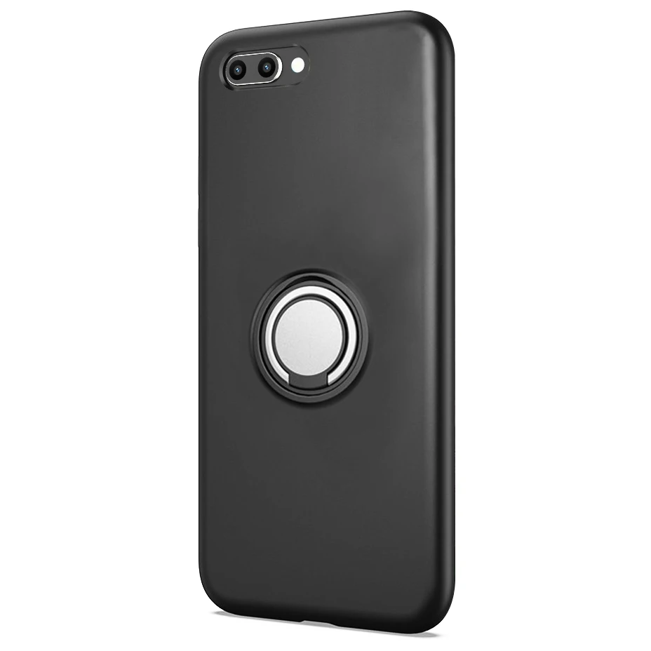 Black -Finger Ring 2 Чехол для huawei Honor 10, чехол Honor10, броня, противоударный бампер, защита от отпечатков пальцев, защитный чехол для Honor 10, задняя крышка - Цвет: Black -Finger Ring 2