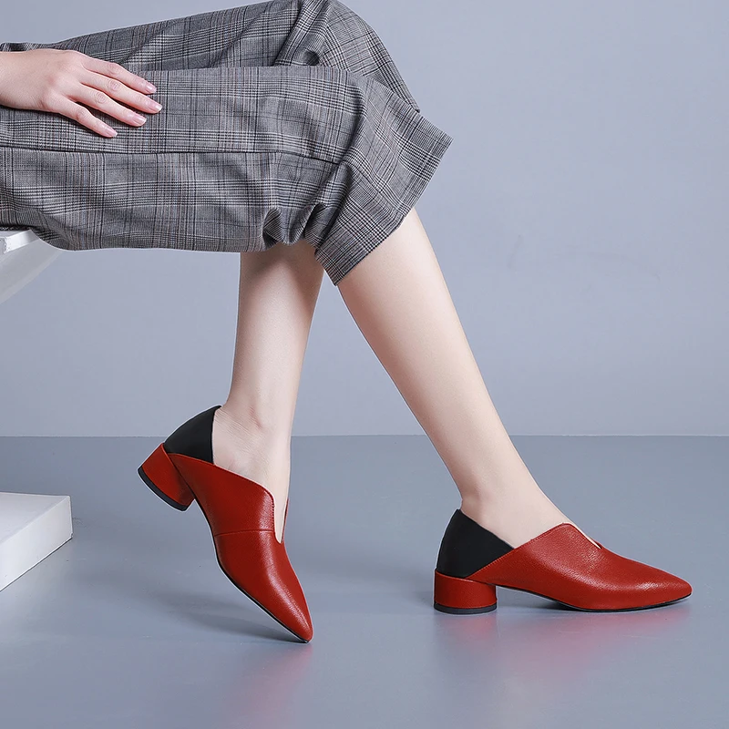 

ZVQ 2020 Pop Leather Pumps Elegant European Red Green High Heels women's Shoes Autumn Spring Office Fashion Pointed Shoes