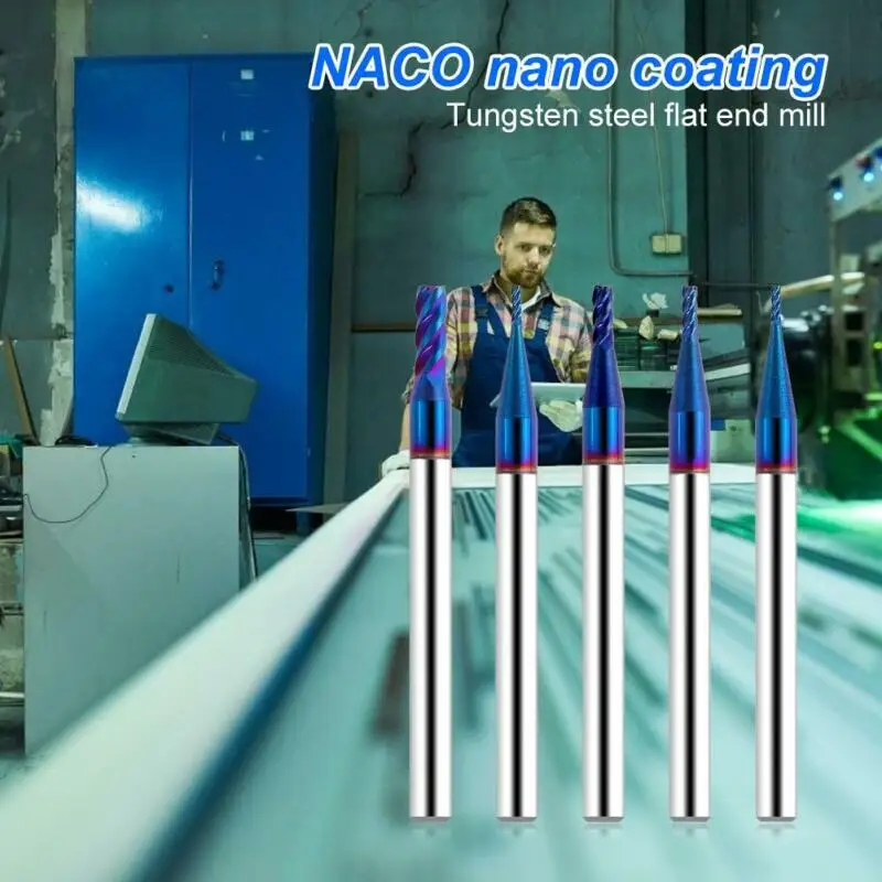 1 шт. HRC Вольфрамовая сталь с нано-покрытием карбидные концевые фрезерные