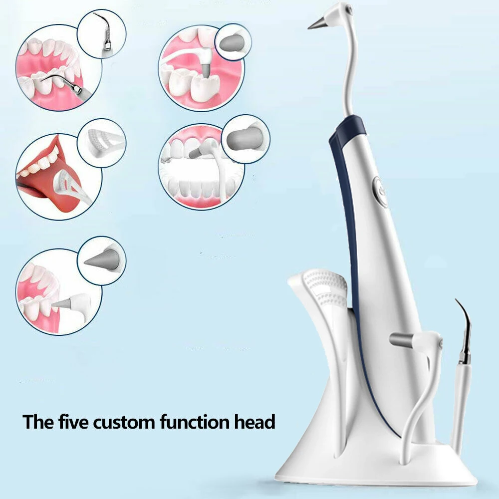 5 In 1 Electric Ultrasonic Dental Scaler Universal Tooth Cleaner High Frequency Tooth Stain Remover Dental Teeth Whitening Set