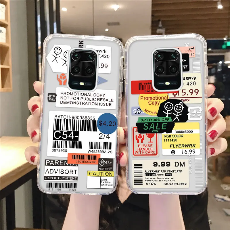 

For Xiaomi Redmi Note 9 Pro Case Fashion Label Fundas Poco F3 M3 F2 Pro X3 NFC Mi 11 10T Pro Note 10 Lite 8T 9A 9C 9T K20 Cases
