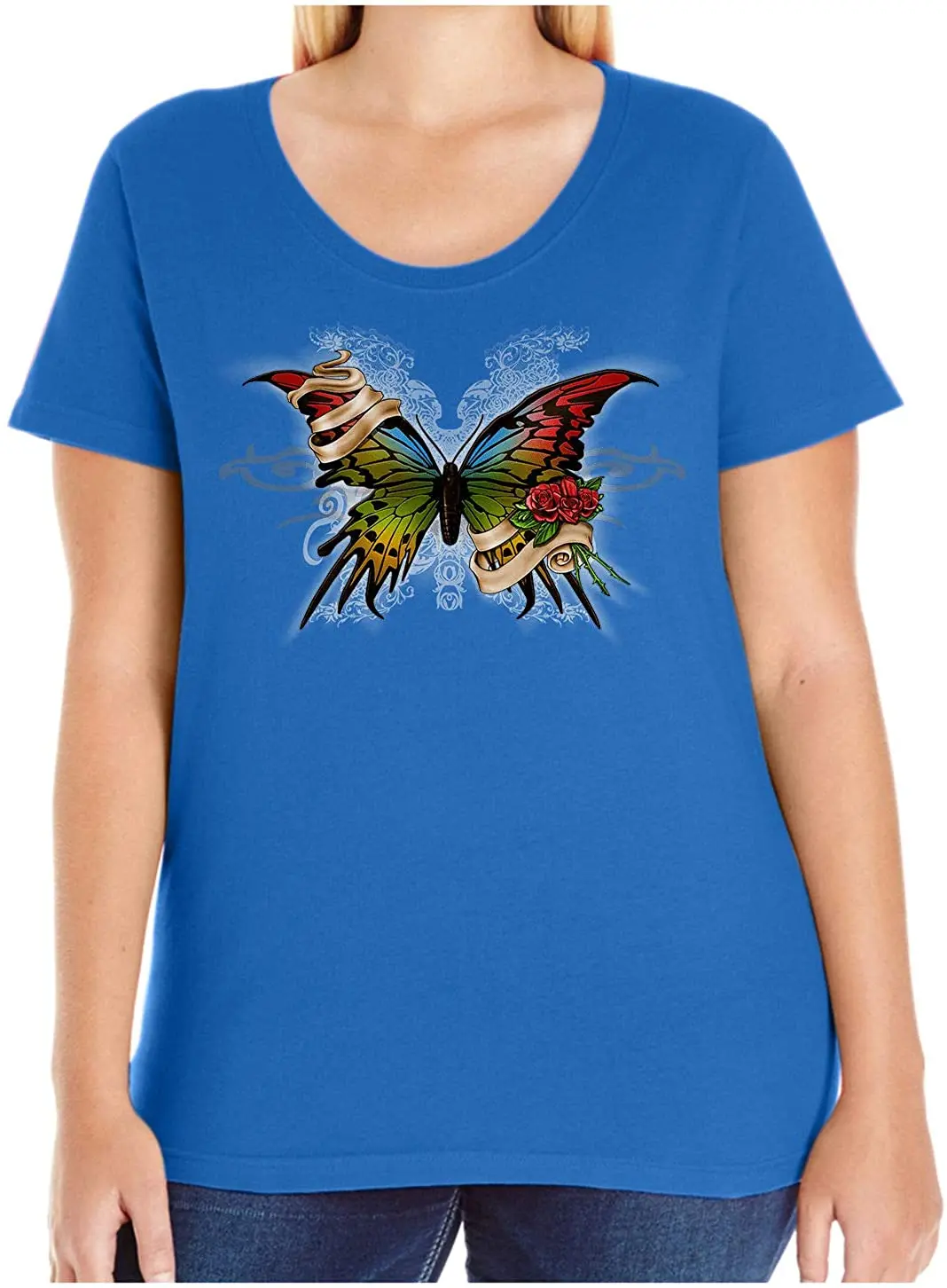 

Women's Butterfly Plus Size Round Neck T-Shirt New Arrivals Summer Cool Tee 2020 Breathable All Cotton Short Sleeve T Shirt