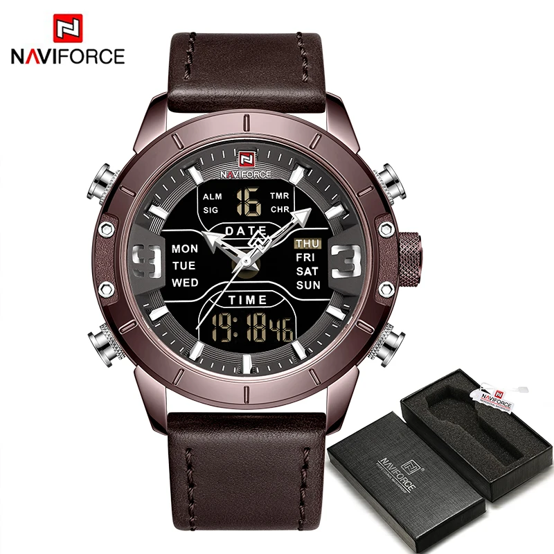 NAVIFORCE мужские роскошные брендовые золотые часы мужские спортивные повседневные кварцевые наручные мужские часы бизнес военные часы Relogio Masculino - Цвет: CECEDBN BOX