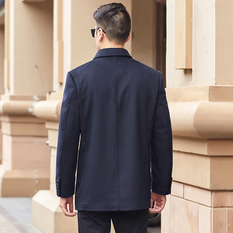 

BATMO 2020 new arrival autumn 100% wool casual trench coat men,men's wool navy blue jackets ,85702