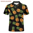 Мужская гавайская рубашка-поло, летняя тропическая рубашка-поло с коротким рукавом и 3d-ананасом, забавная брендовая рубашка-поло с принтом фруктов, футболки на заказ