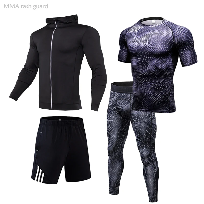 Компрессионный спортивный костюм для ММА 4xl мужской тренировочный футболка