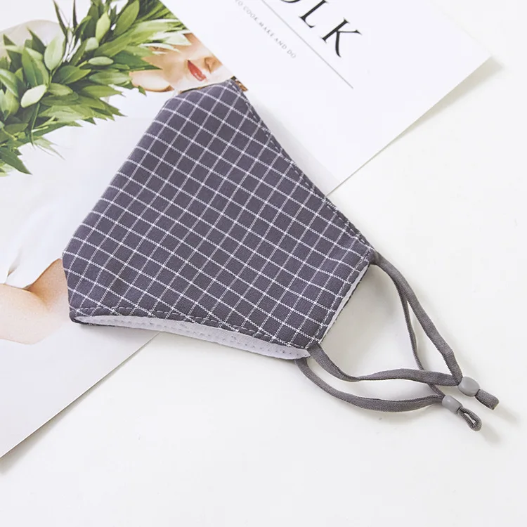 

New unisex cotton mask lattice breathable sunscreen windproof gray cotton cloth mask cold and dustproof mask