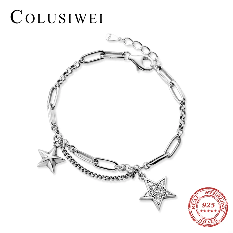 Colusiwei Винтаж 925 стерлингового серебра простой Морская звезда браслет-цепочка или