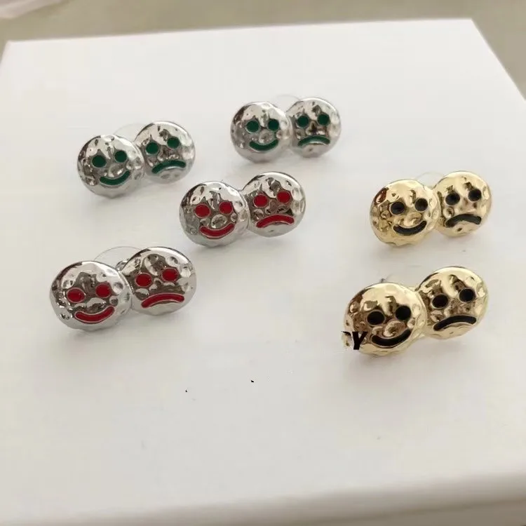 

Korean Personality Geometric Round Smiley Face Earrings Female Creative Simple And Small Earrings Girl Cute Ear Jewelry