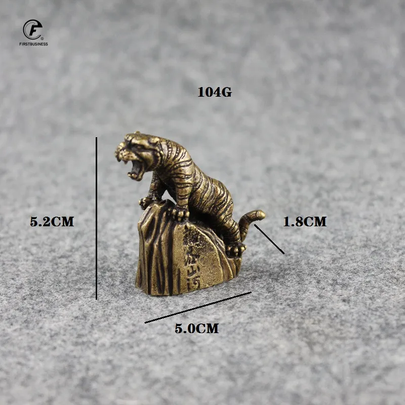 Винтажная металлическая Медная скульптура тигра зодиака сибирского карманная