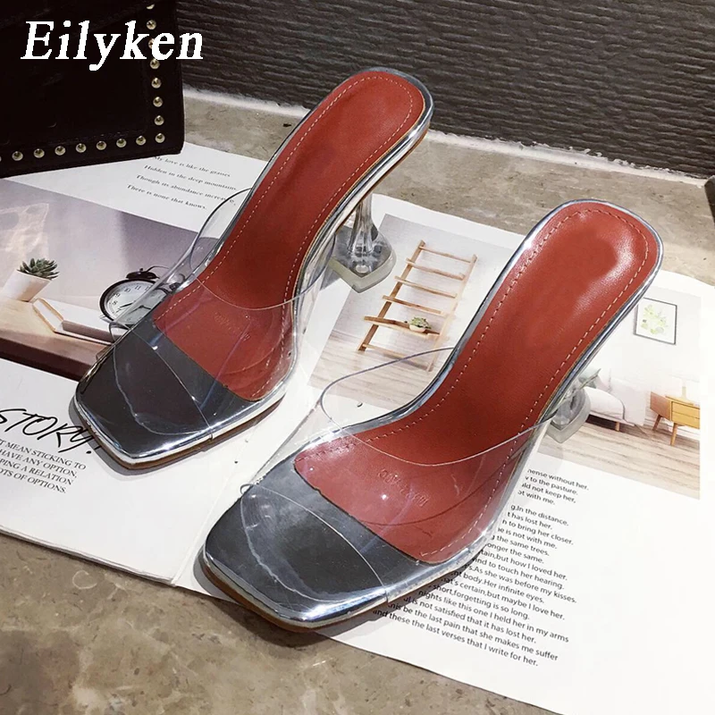Eilyken; Новинка года; дизайнерские прозрачные тапочки из ПВХ; Высокий каблук из плексигласа; Летняя женская обувь для вечеринок с прозрачными ремешками - Цвет: Silver