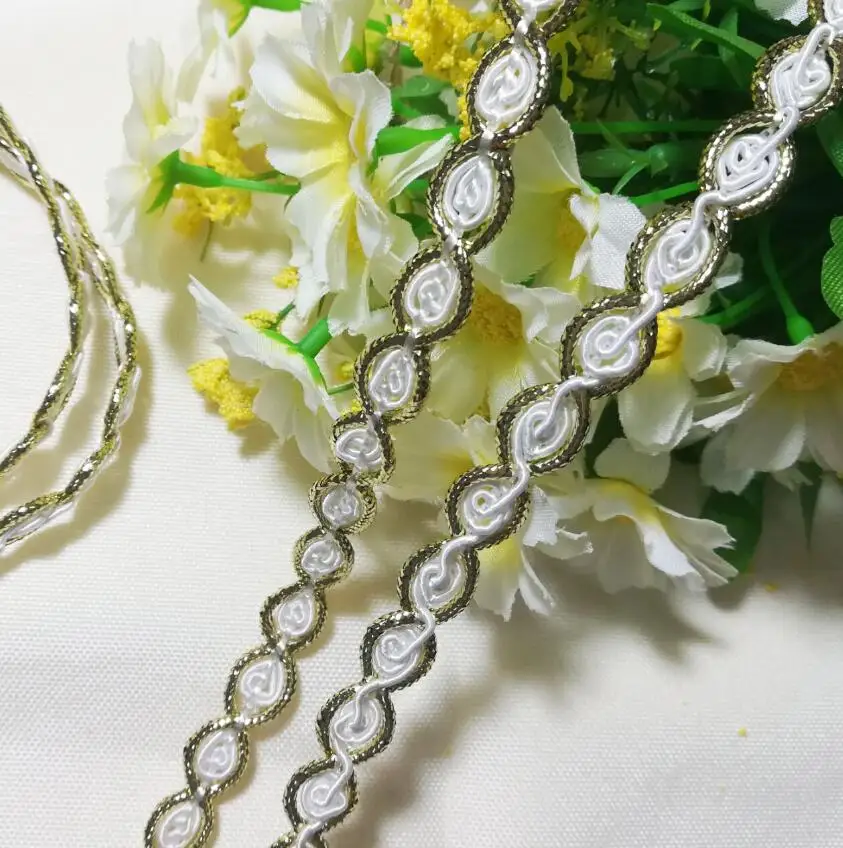 1 м последняя Золотая кружевная ткань аппликация серебряная лента см кружева