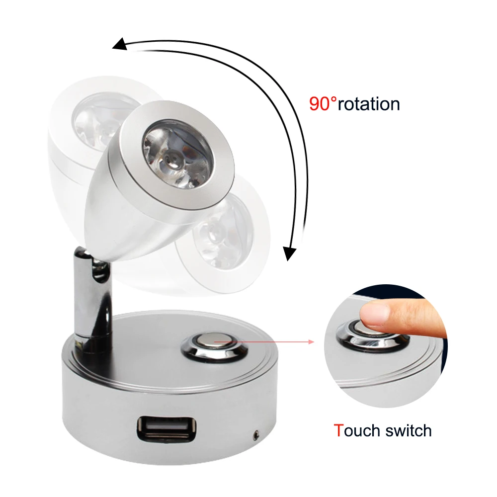 12V Кровать Лампа 180 градусов вращения многоцелевые камперы Led RV светильник для