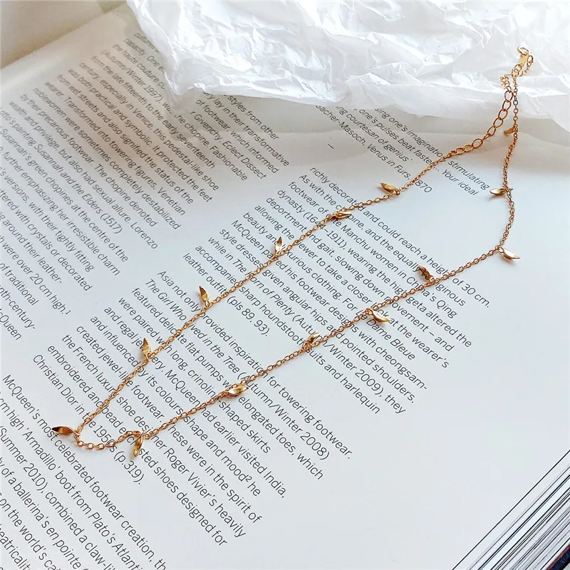 

POFUNUO Real 925 Sterling Silver Super Mini Leaf Chokers Women Minimalist Simplicity Geometric Short Necklace Fine Jewelry Gifts