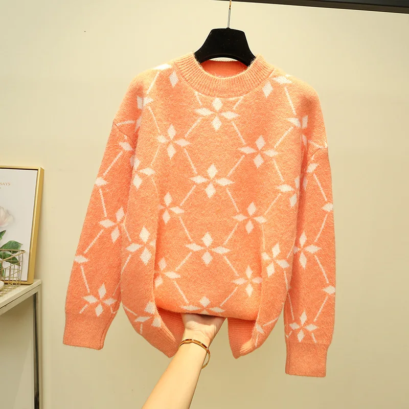 Women's sweater in autumn winter wear loose Pullover lazy wind 2019 new academic round neck bottoming shirt knit women | Женская