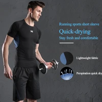 men outdoor quick drying t shirt gyms t shirt mens fitness tight short sleeves shirts bodybuilding sports wear for men gym