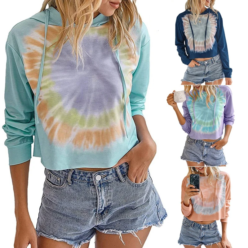 Women Sweetshirts Tie Dye Hoodie Casual Autumn Winter 2020 Fashion Oversize Hoodied Sweatshirt Plus Size 3xl Pullover Clothes