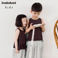 imakokoni original design boys and girls dress brown sleeveless bear summer outer wear vest casual 21594