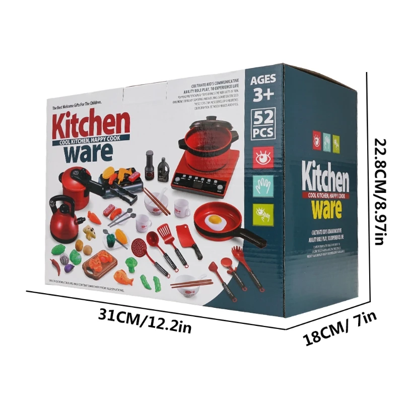 

1Set Cookware Toy with Induction Cooker Plates Food Kitchen Pretend Play House Set Interactive Educational Cooking Toy
