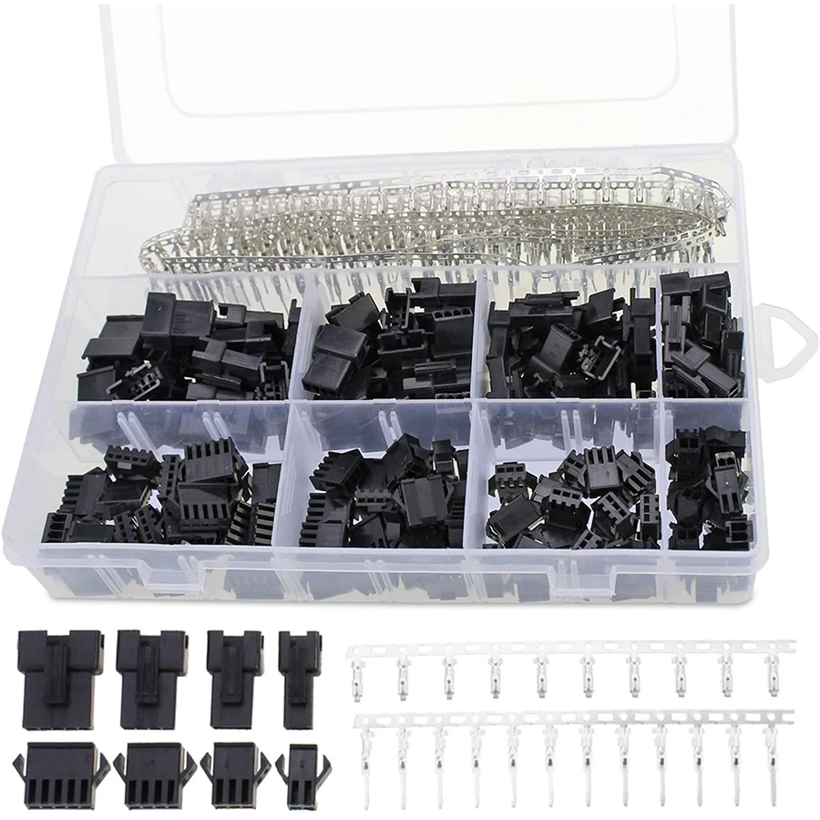 

560Pcs/lot 2.5mm Pitch 2 3 4 5 Pin JST SM Male & Female Plug Housing and Male/Female Pin Header Crimp Terminals Connector Kit