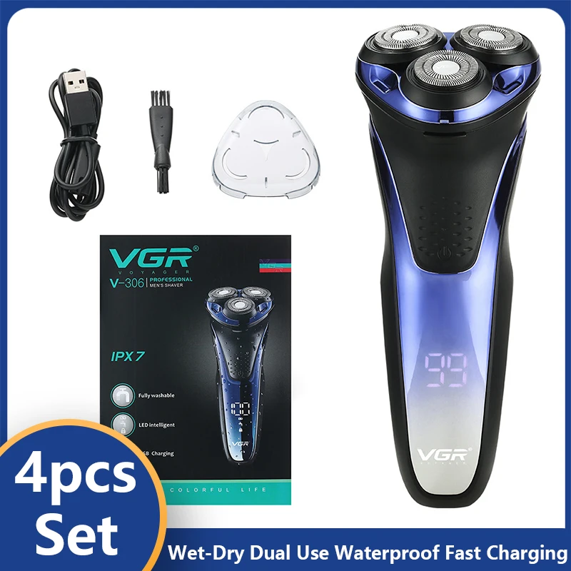 

Бритва Электрическая аккумуляторная для мужчин, устройство для сухого и влажного бритья бороды, водонепроницаемая, быстрая зарядка