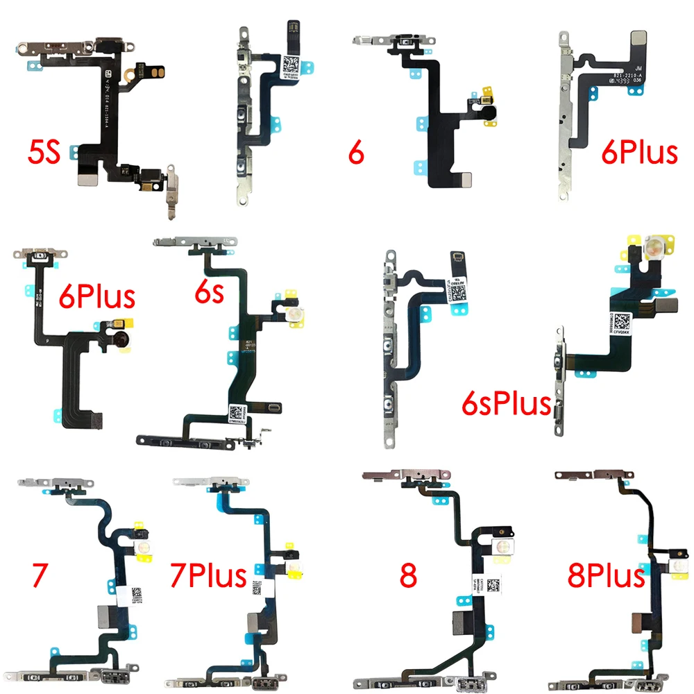 Power Volume Button Mute Switch Flash Light Flex Cable Replacement For iPhone 5s 6 6Plus 6s 6sPlus 7 7Plus 8 8 Plus