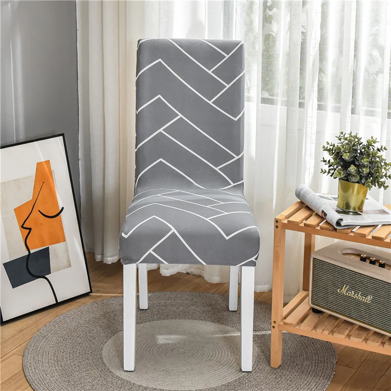 

Stretch Chair Covers for Wedding Hotel Banquet Dining Room Spandex Elastic Chair Slipcover Case Geometric Dining Chair Cover