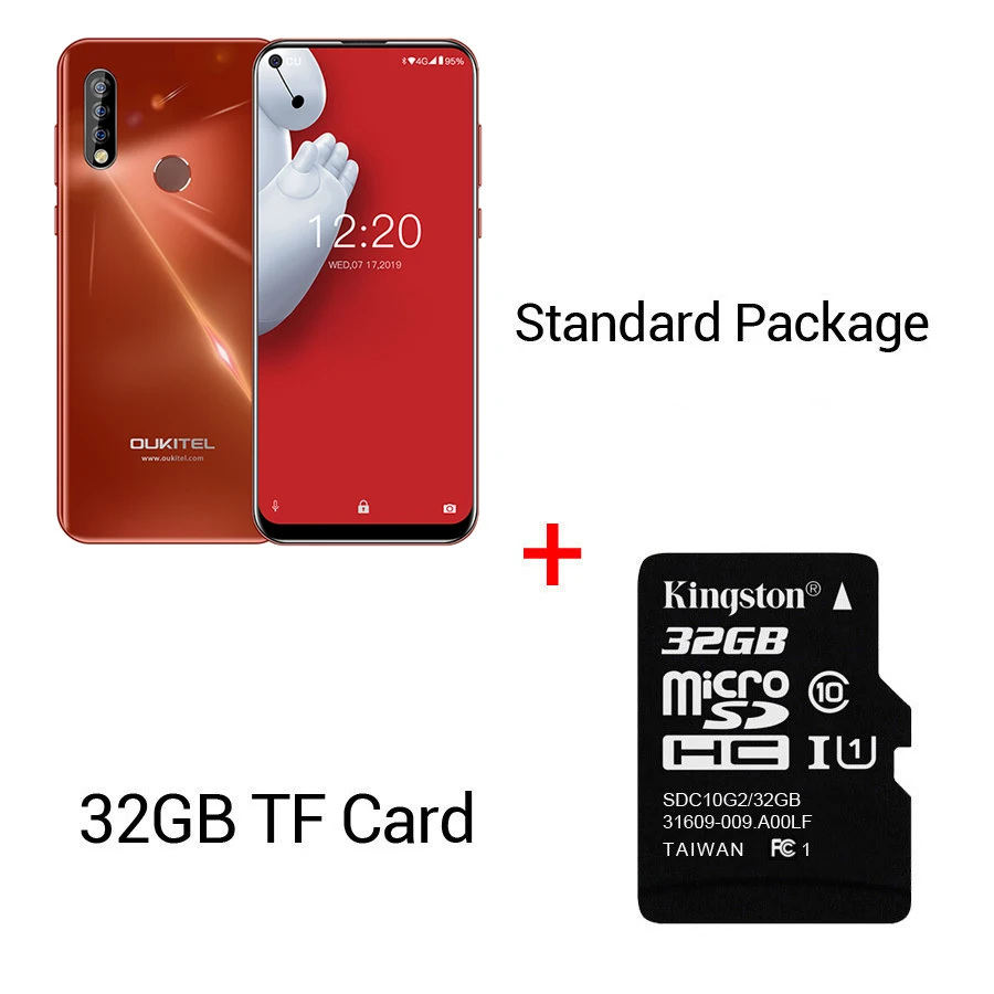 Red N 32GB Card OUKITEL C17 Pro 6,3" 19,5: 9 Android 9,0 мобильный телефон MTK6763 Восьмиядерный 4 Гб ОЗУ 64 Гб ПЗУ двойная задняя Тройная камера 4G LTE смартфон - Цвет: Red N 32GB Card