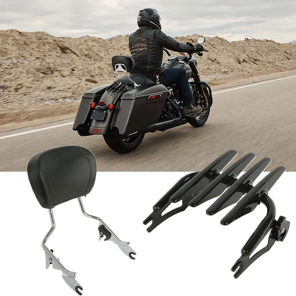 Регулируемая спинка Сисси Бар с стелс багажная стойка для Touring Road King Street скользящий Electra Glide FLHXSE 2009