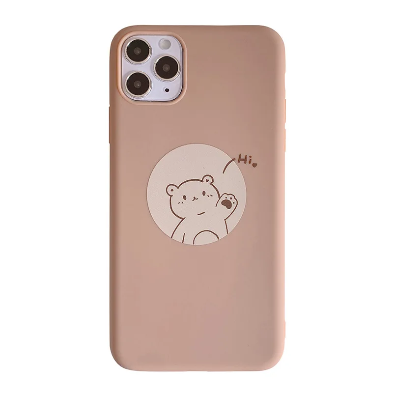 Милый чехол в стиле ретро с медведем Hi для iPhone 11 Pro MAX XS XR X силиконовый 7 Plus 8