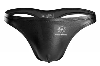 

2020 BRAVE PERSON Men Imitation Leather Briefs Sexy Underwear Mens Low Waist Gay Briefs Male Underpants For Men Briefs Thongs
